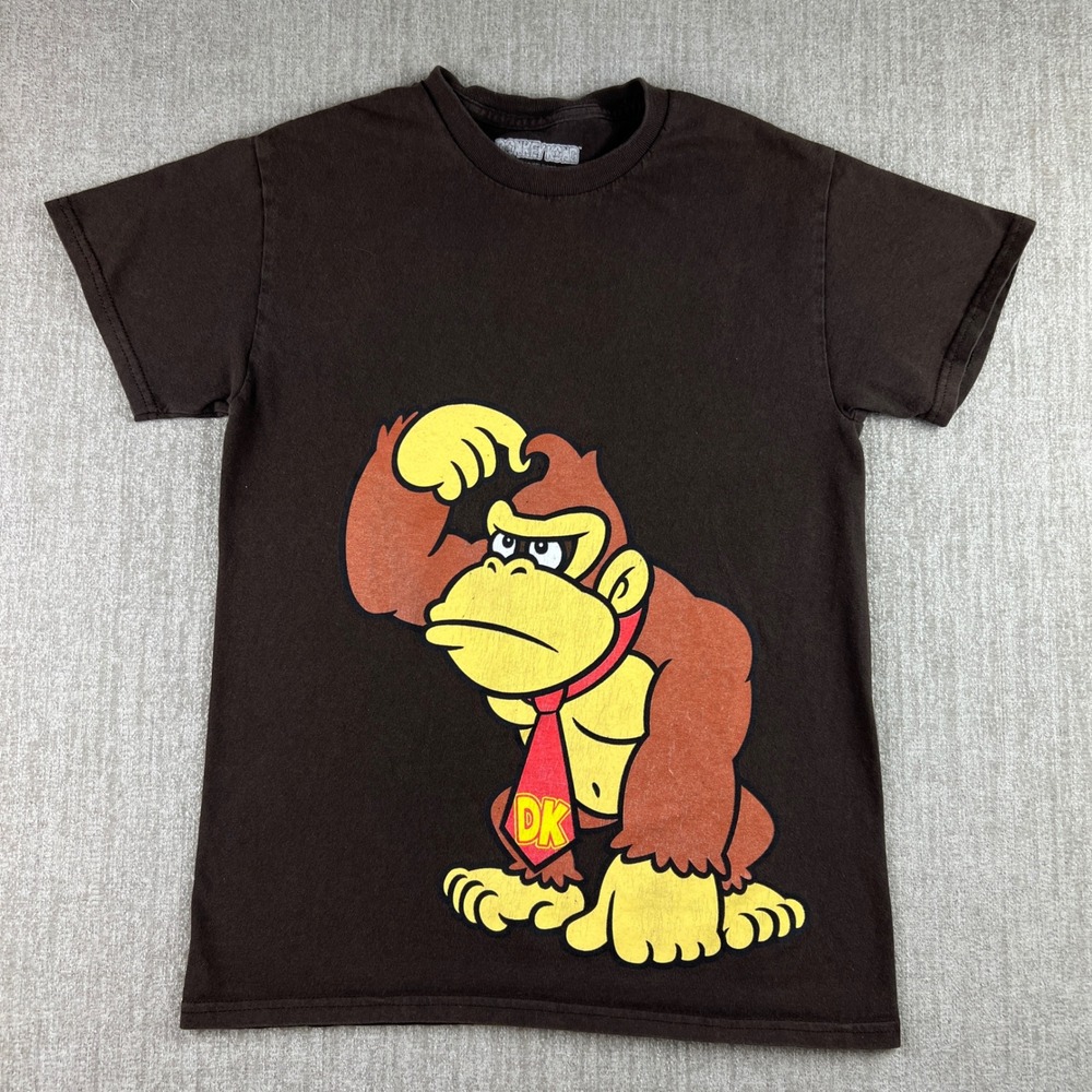 Donkey Kong T-Shirt Mens XS Brown Nintendo Graphic Retro Gamer N64 Tee